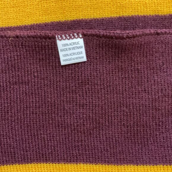 Burgundy Gold Unisex 100% Acrylic One Size Rugby-Striped Knit Scarf - Picture 2 of 2